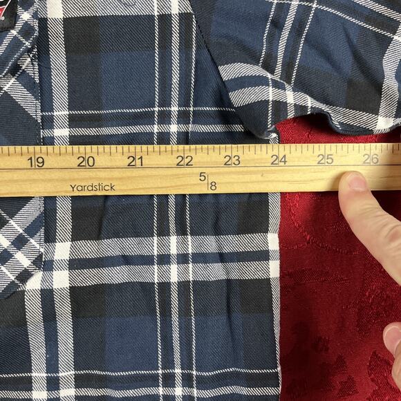 Dickies Mens Shirt Size XL Plaid Dark Denim‎ Cotton Button Front Short Slv - Picture 5 of 8